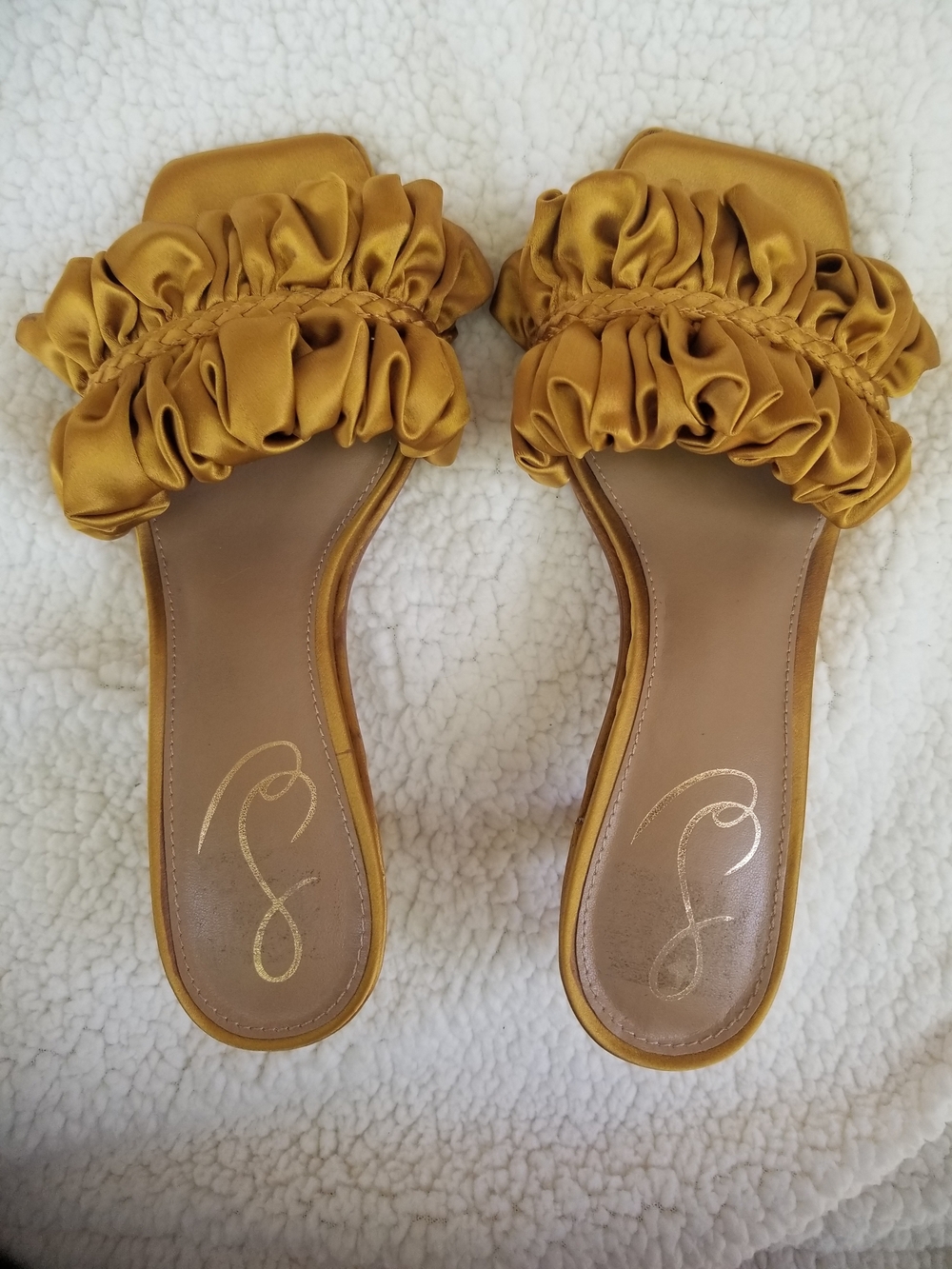 Ruffled Satin Sam Edelman Kitten Heels - Picture 3 of 5